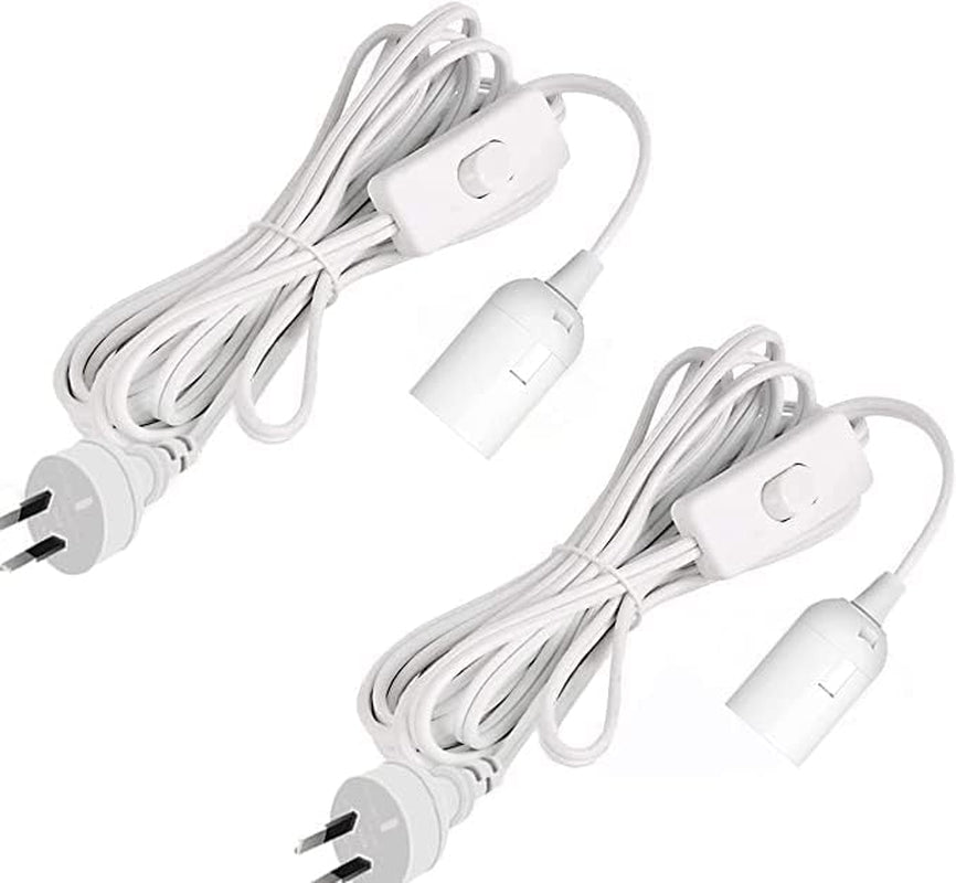 2 Pack Plug in Pendant Light Cord Kit, DIY Extension Hanging Lighting with E26 Socket & Switch - 15 FT